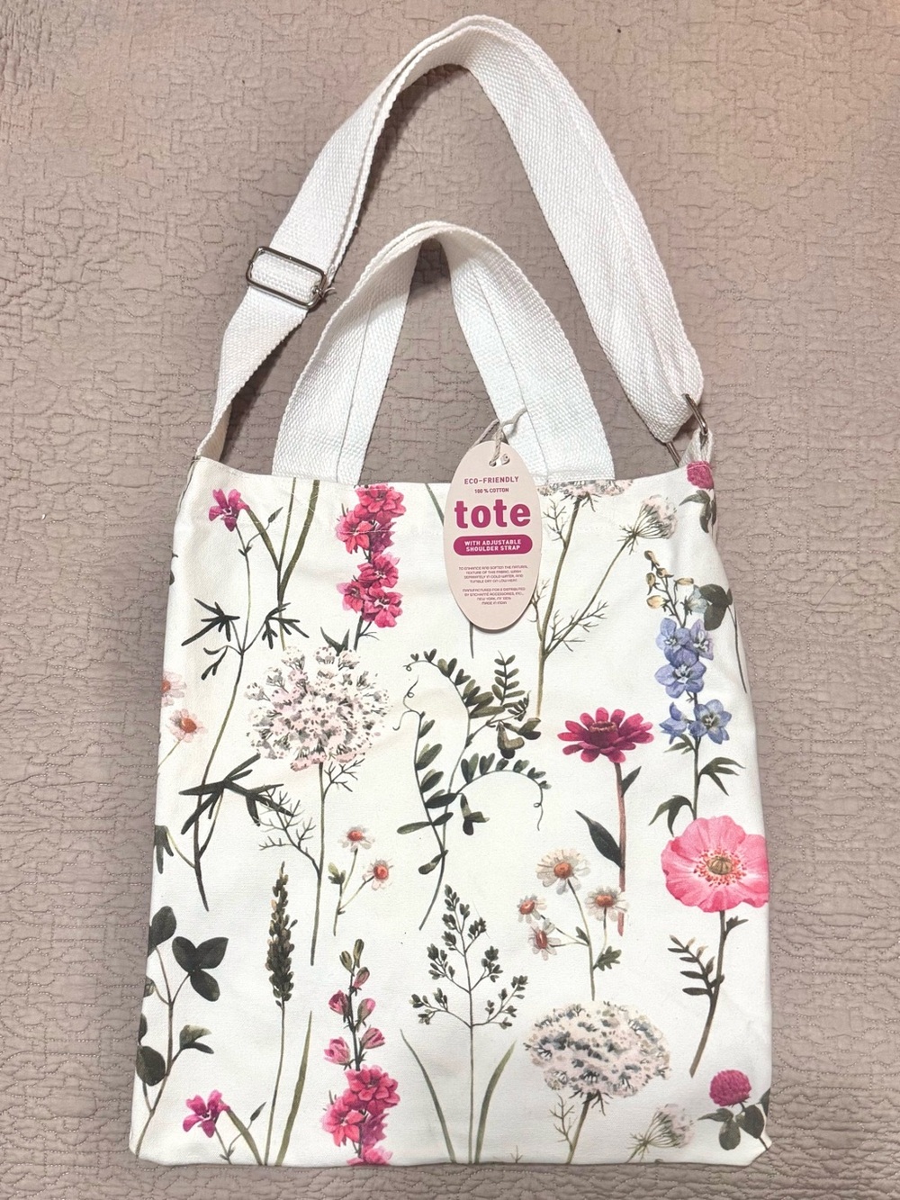 100% Cotton Floral Canvas Tote - Picture 5 of 6
